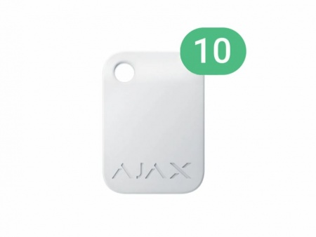 Защищенный бесконтактный брелок для клавиатуры Ajax Tag Белый (10 шт)